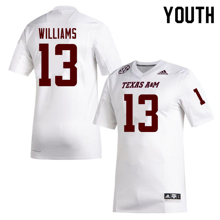 Youth #13 Brian Williams Texas A&M Aggies College Football Jerseys Sale-White - Click Image to Close